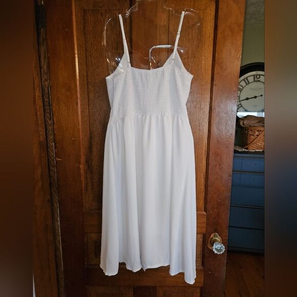 Ecowish Women’s L White Cut-Out Midi Dress – Summer Resort / Beach Style - Picture 2 of 7